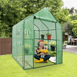 walk in garden greenhouse with 8 shelves, ideal for plants, flowers & green plant insulation in all seasons