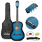 Blue Beginner Acoustic Guitar Bundle W Case Tuner Strap Extra Strings 1