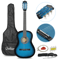Blue Beginner Acoustic Guitar Bundle W Case Tuner Strap Extra Strings 1