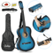 Blue Beginner Acoustic Guitar Bundle W Case Tuner Strap Extra Strings 0