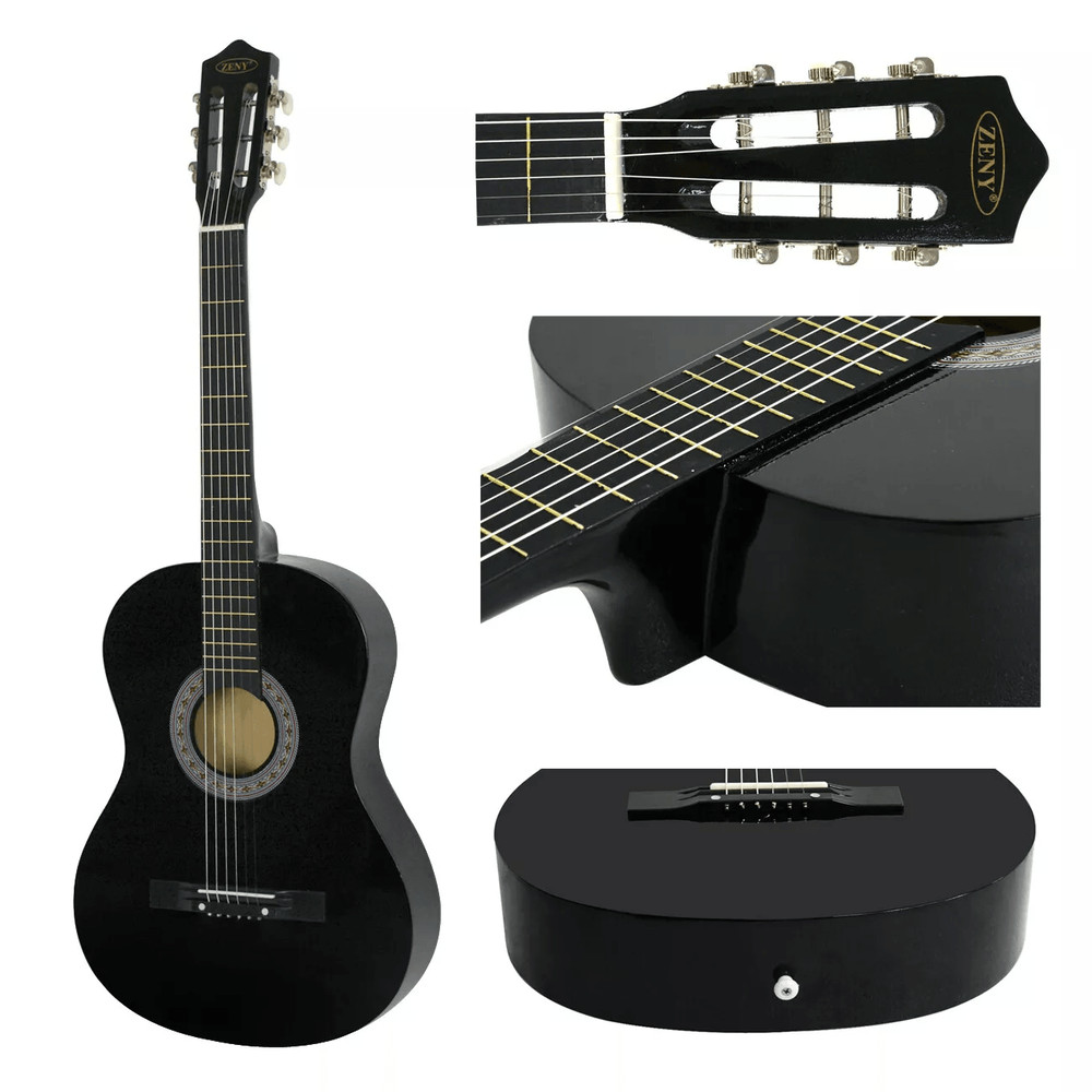 Full Size Acoustic Guitar For Adults Kids Beginners Black RightHanded Picks Bag Strings 1