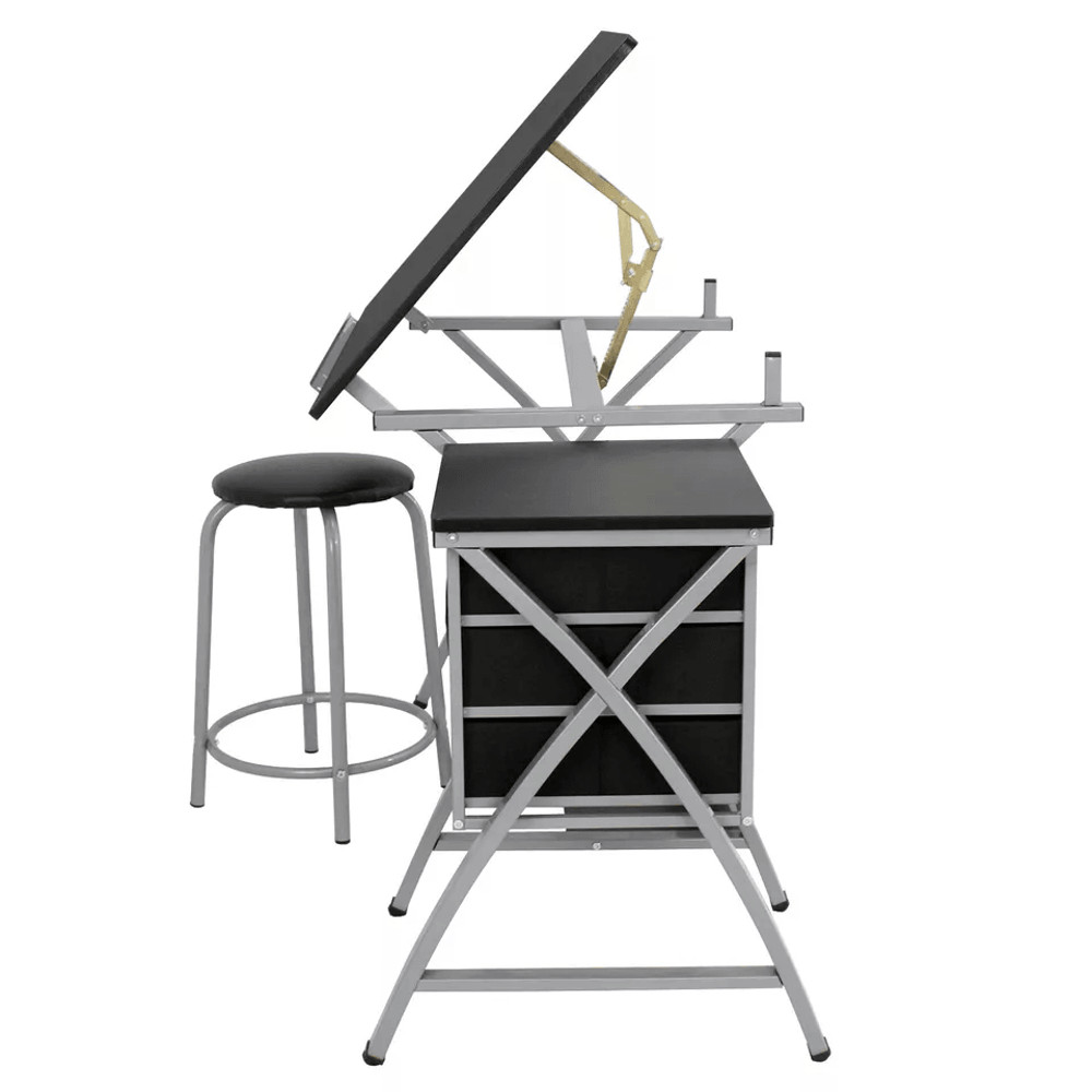Adjustable Drafting Table Art Craft Drawing Desk With Stool Folding Art Hobby Workstation 3 Drawer 1