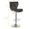 Shell Back Bar Stools Adjustable Height Swivel PU Leather Stools With Footrest Back Black 2