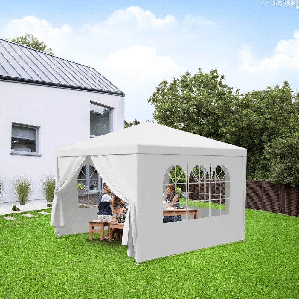 Canopy Party Tent With Sidewall Windows White Festival Garage Shelter 2