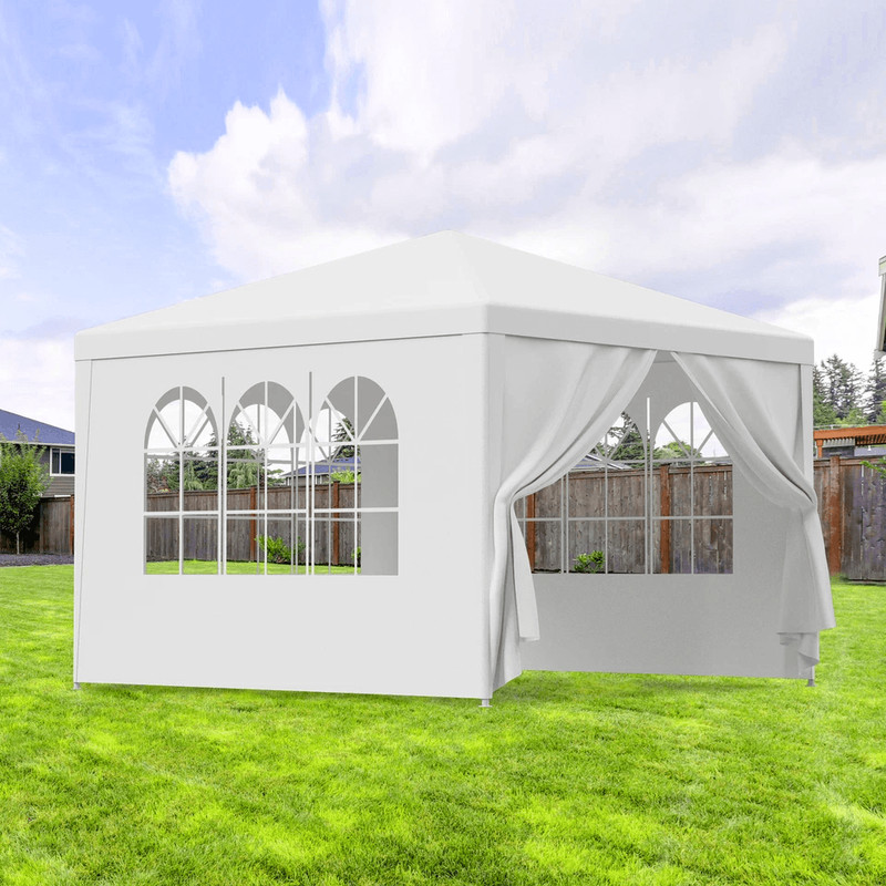 Canopy Party Tent With Sidewall Windows White Festival Garage Shelter 0