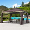 CoffeeColored Patio Gazebo 10x13ft Aluminum Frame With Mesh Netting 2Tier Roof 1