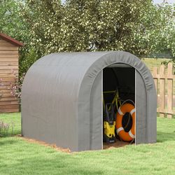 outsunny 6x8ft heavy duty outdoor storage shed, waterproof & portable garden shed