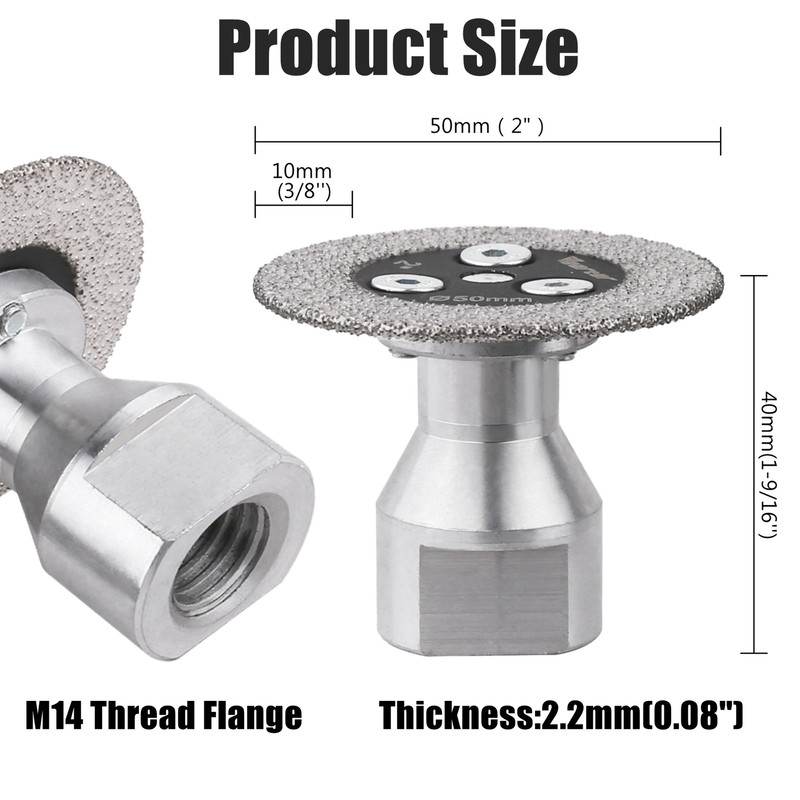 M14 Flange Diamond Cutting Disc, Vearter Vacuum Brazed Engraving Saw Blade for Marble, Tile, Ceramic, Stone, Concrete