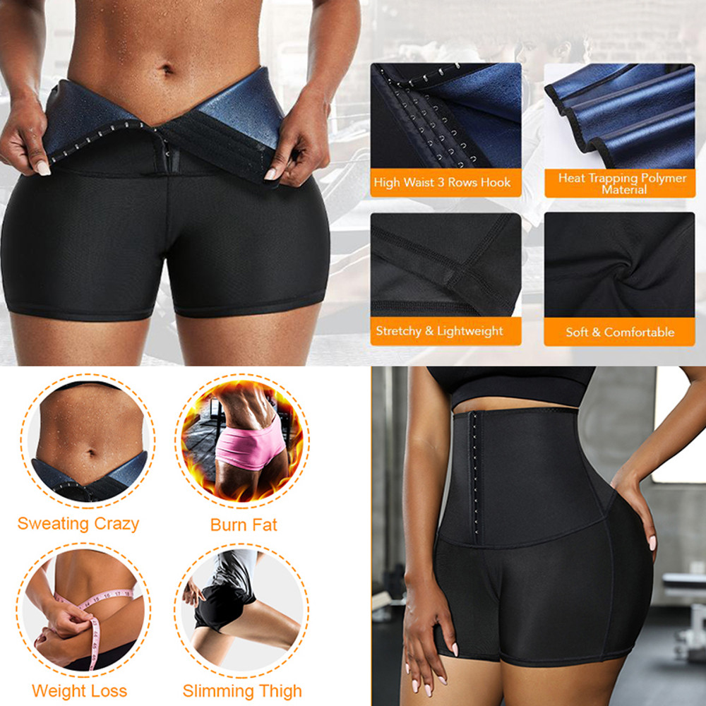 Women Hot Sweat Sauna Shaper Shorts, Tummy Control Slimming Panties Waist Trainer Thermo Leggings for Weight Loss