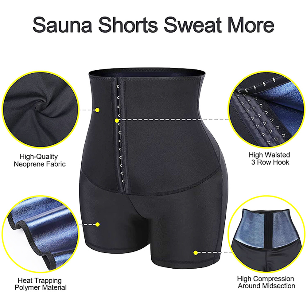 Women Hot Sweat Sauna Shaper Shorts, Tummy Control Slimming Panties Waist Trainer Thermo Leggings for Weight Loss