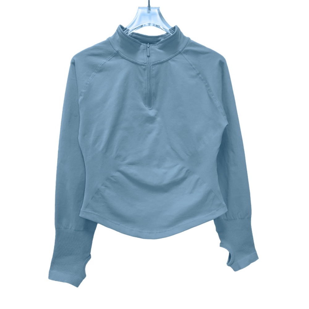 Women Half Zippy Yoga Sports Top Seamless Tight Long Sleeve Fitness Jacket For Workout Running Pila 6