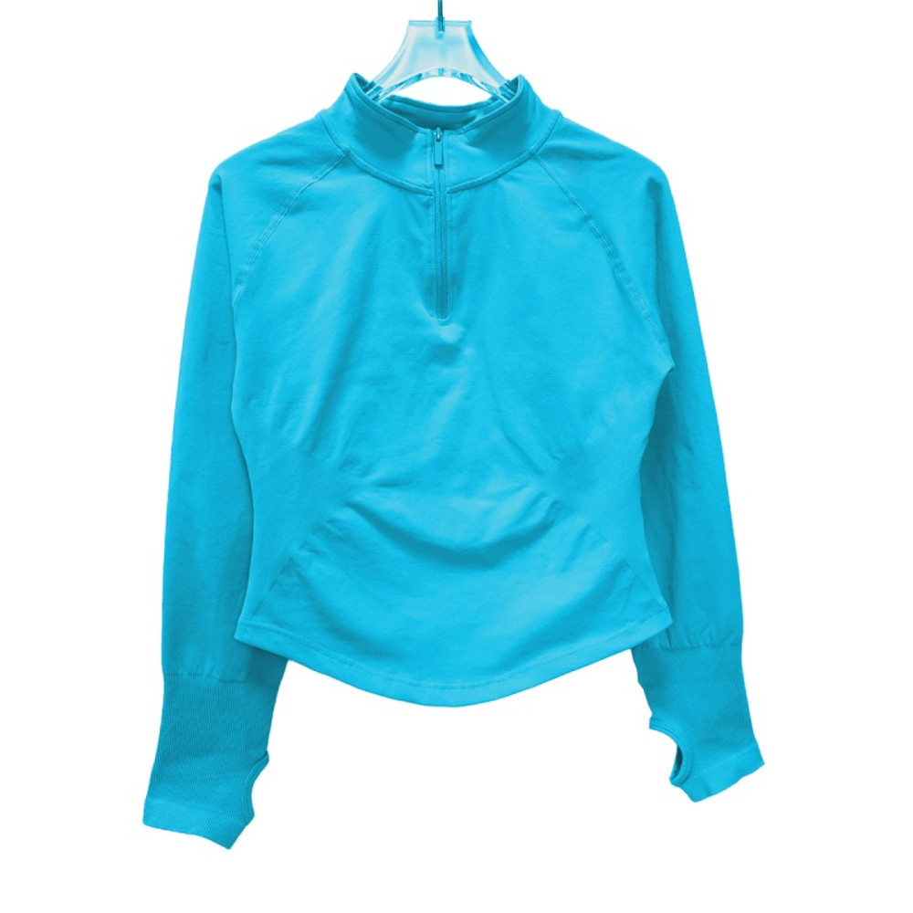 Women Half Zippy Yoga Sports Top Seamless Tight Long Sleeve Fitness Jacket For Workout Running Pila 7