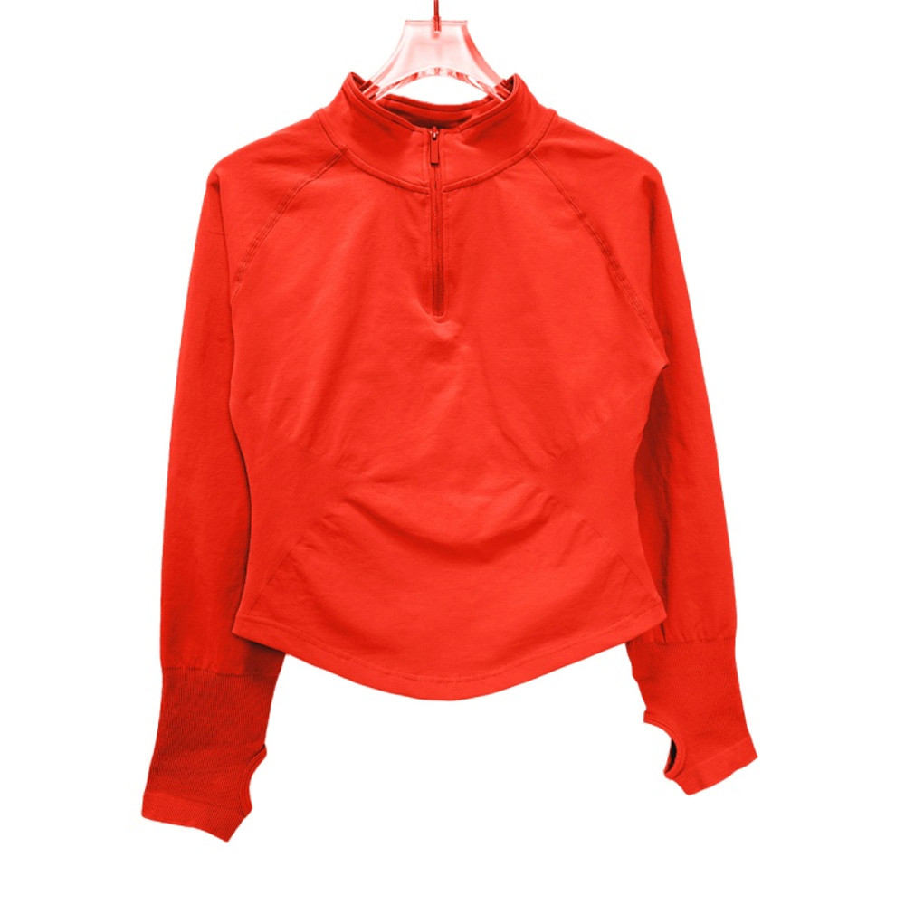 Women Half Zippy Yoga Sports Top Seamless Tight Long Sleeve Fitness Jacket For Workout Running Pila 8