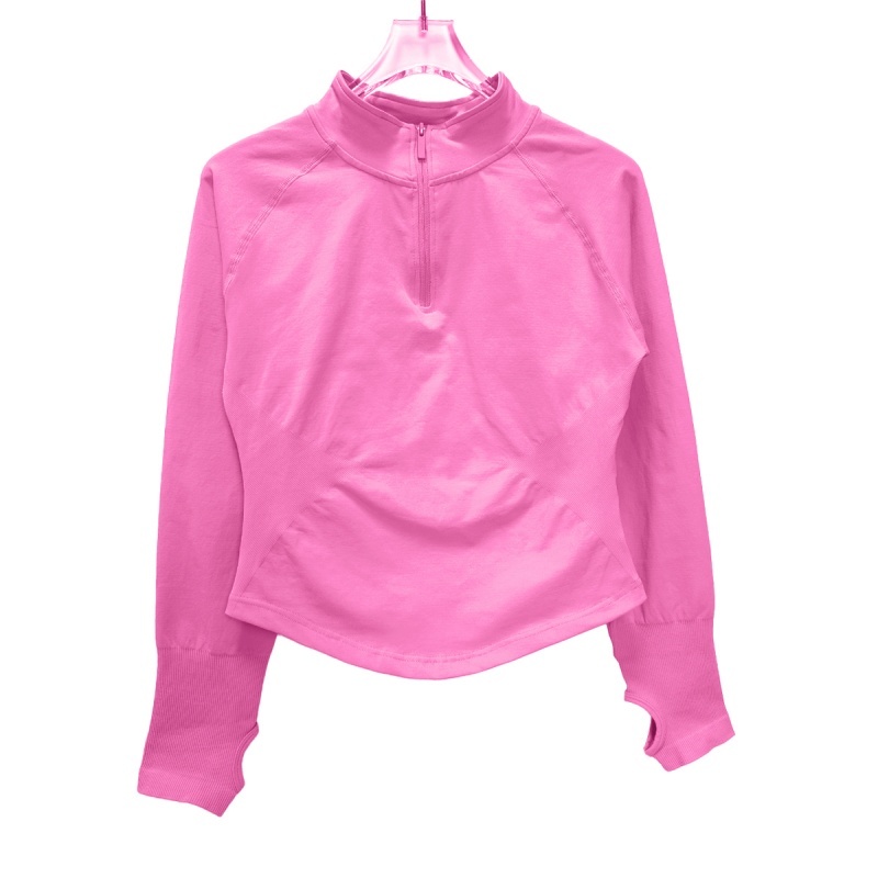 Women Half Zippy Yoga Sports Top Seamless Tight Long Sleeve Fitness Jacket For Workout Running Pila 11