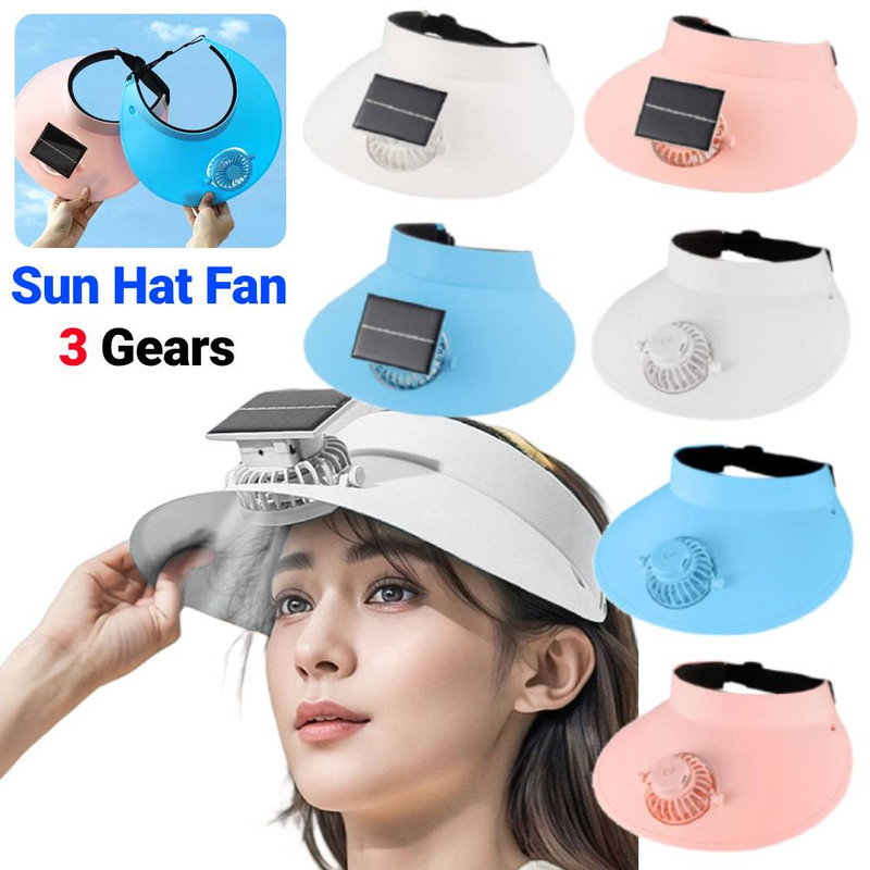 Solar USB Charging Cooling Sun Visor Hat With Fan Breathable UV Protection Hat For Outdoor Sports C 0