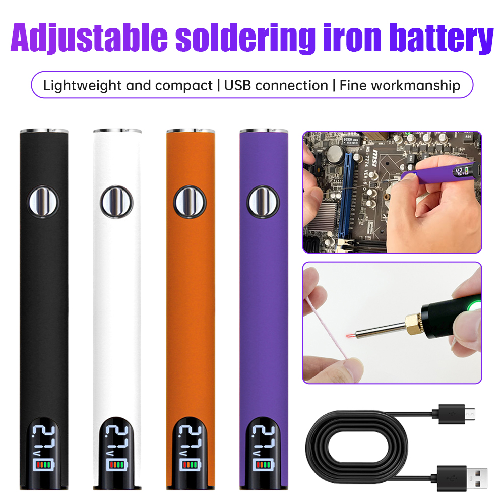 USB 650mAh Battery Pole with LED Screen, Interface Power Supply for Electric Soldering Iron, Type-C Charging Connection