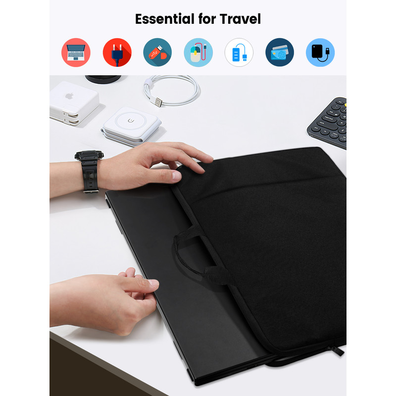 Waterproof Laptop Sleeve for UPERFECT Portable Monitor Touchscreen, Travel Case Bag with Large Side Pocket