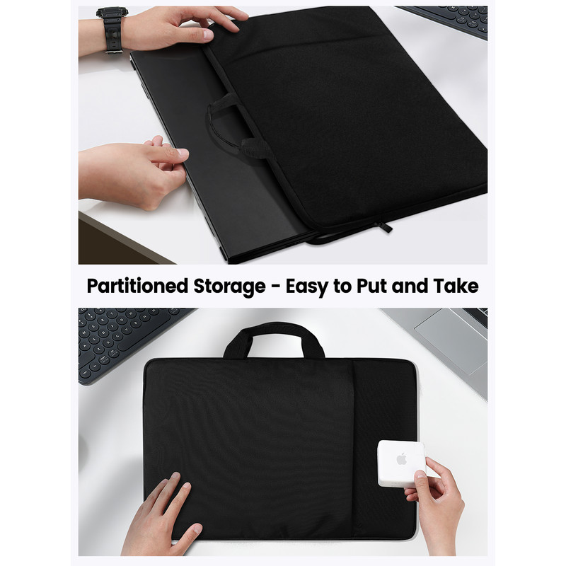 Waterproof Laptop Sleeve for UPERFECT Portable Monitor Touchscreen, Travel Case Bag with Large Side Pocket