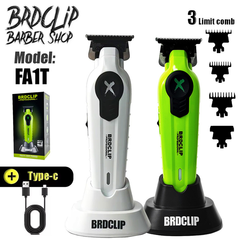 FA1T Green Hair Trimmer Pro Electric Barber Clipper For Fading Carving  Detailing With Charging Doc 0