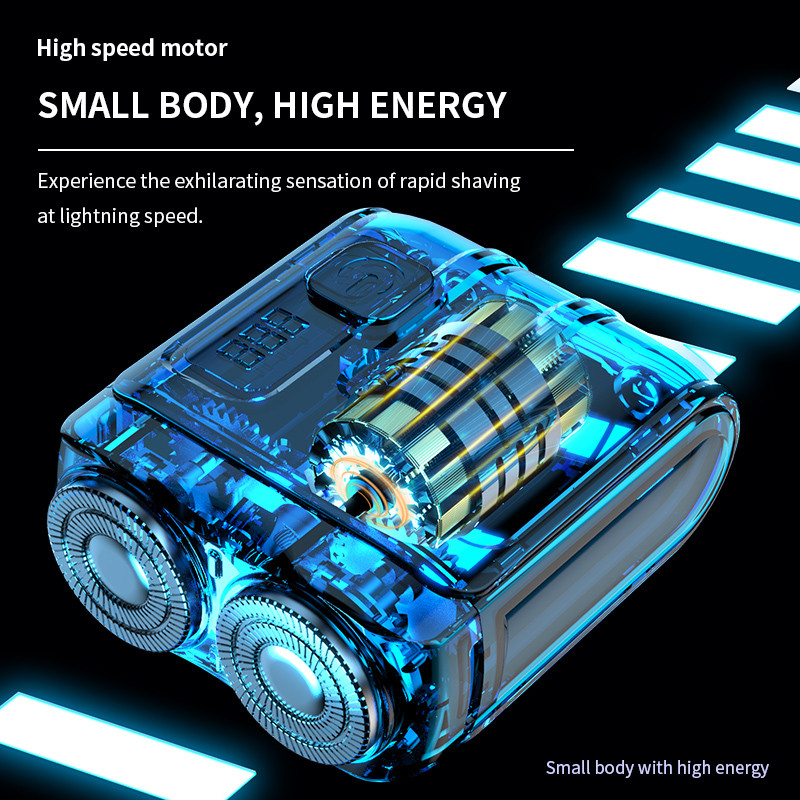 Mini Rotary Electric Razor for Men, Travel Beard Shaver with Magnetic Blade Head, Dual Floating Design & Type-C Recharge