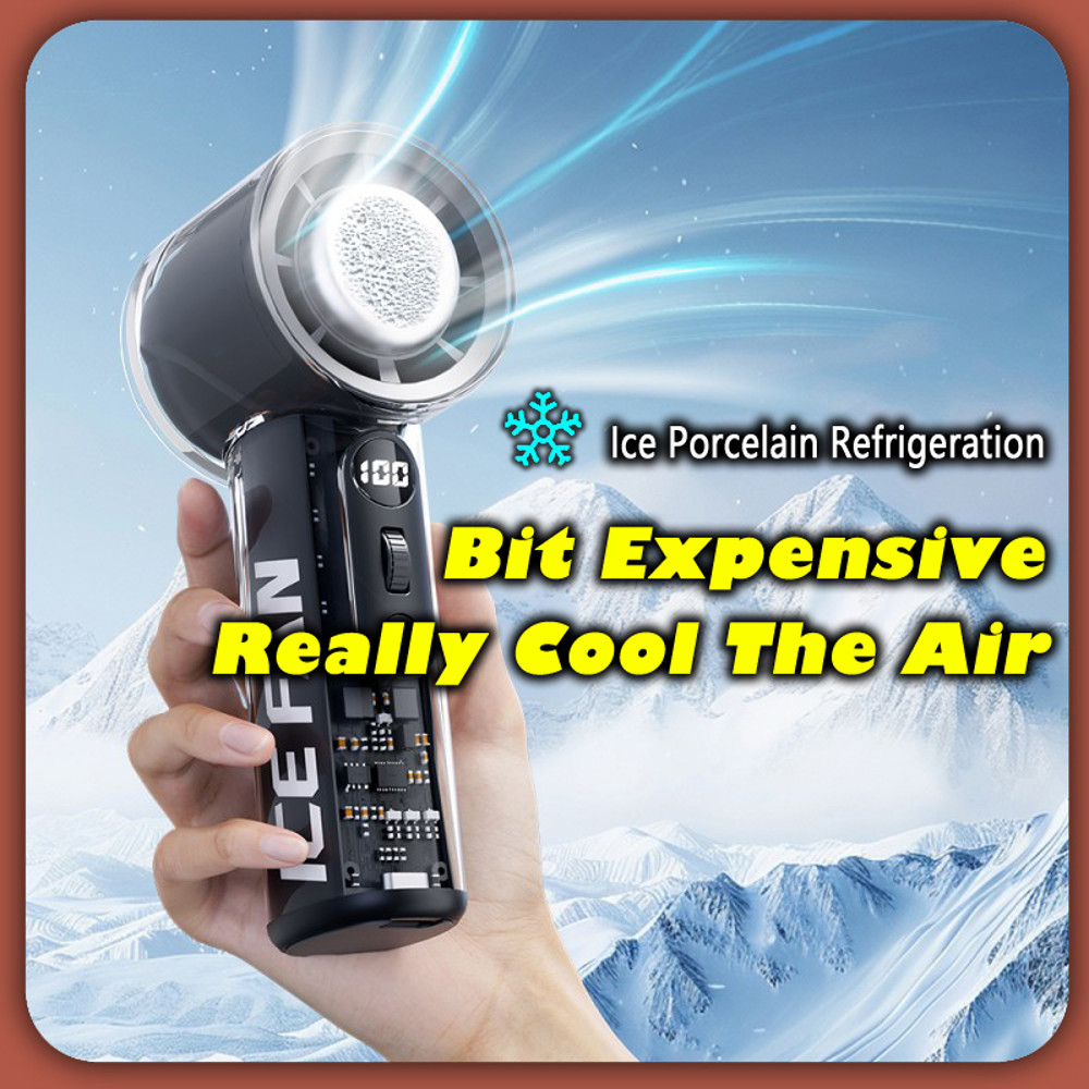 100-Speed Turbo Portable Mini Air Condition Fan, 3000mAh Rechargeable Cooling Handheld Fan for Home, Office, Camping
