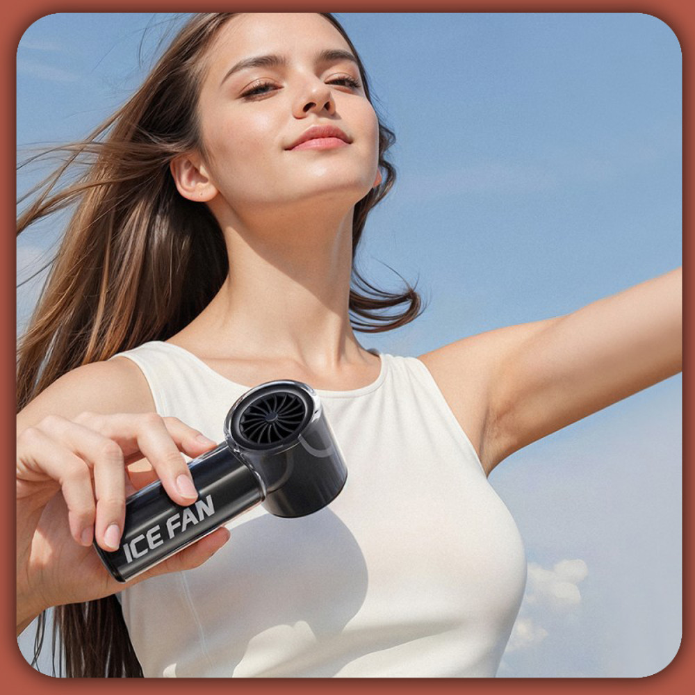 100-Speed Turbo Portable Mini Air Condition Fan, 3000mAh Rechargeable Cooling Handheld Fan for Home, Office, Camping