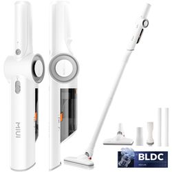 white portable handheld vacuum cleaner, lightweight multi-function cordless cleaner for car, household & pet hair
