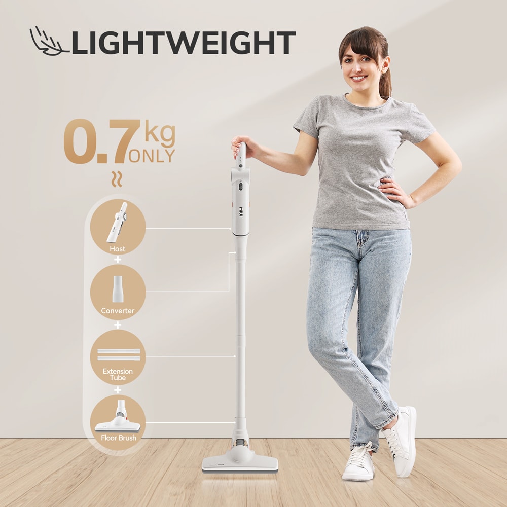 White Portable Handheld Vacuum Cleaner, Lightweight Multi-Function Cordless Cleaner for Car, Household & Pet Hair