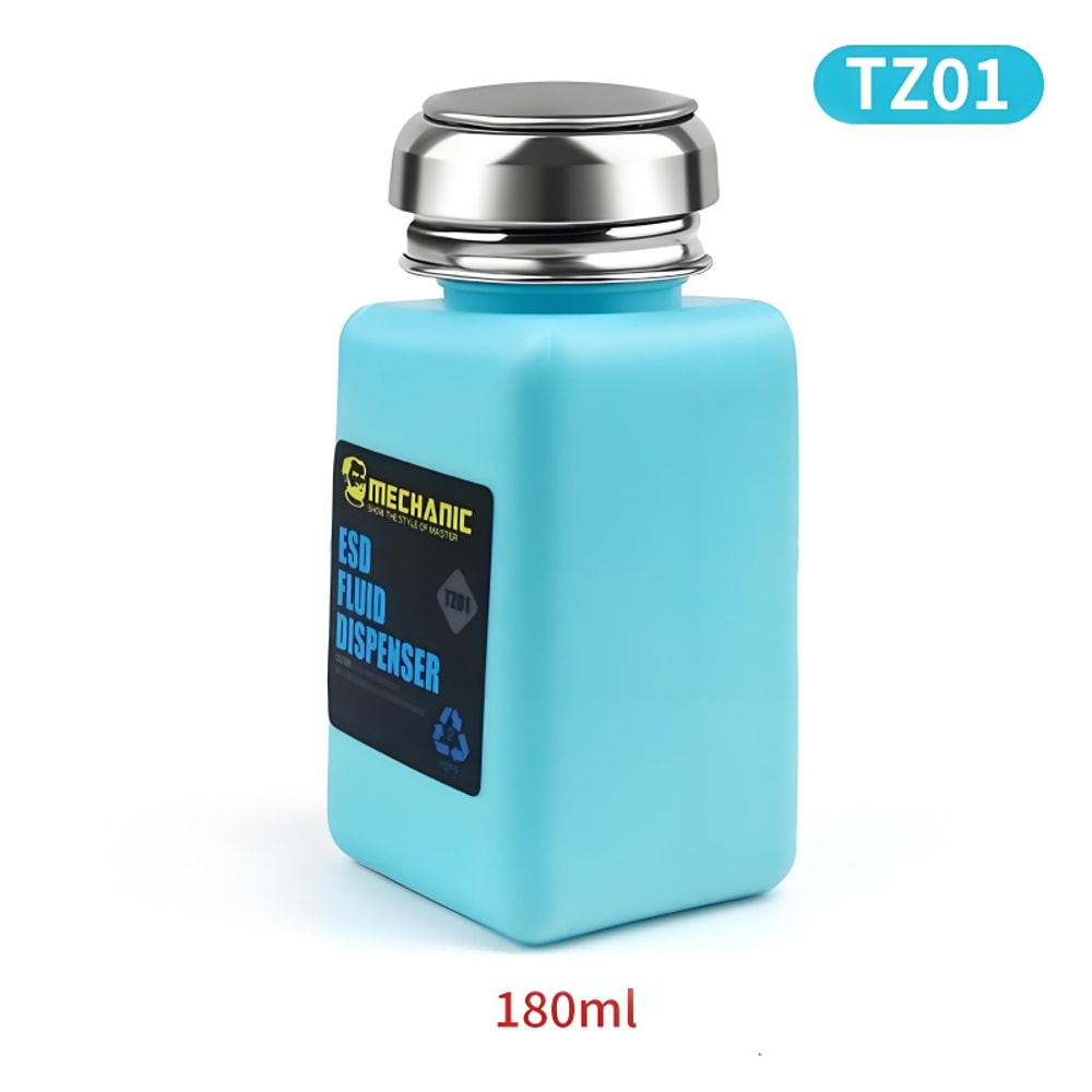 Industrial Stainless Steel MECHANIC Anti-Static Alcohol Dispenser Bottle for Motherboard Cleaning, PCB Repair