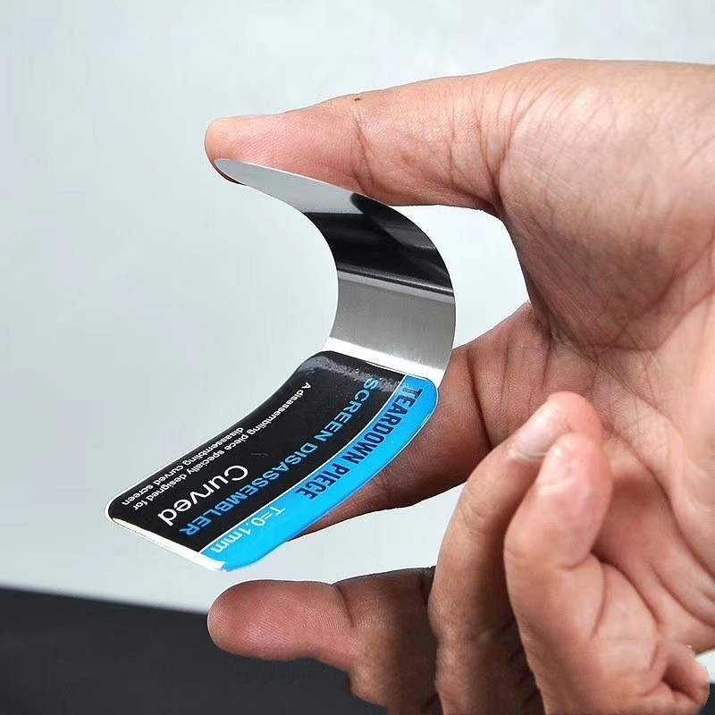 Ultra Thin Curved LCD Screen Spudger, Metal Pry Card for Mobile Phone Disassembly & Repair, Durable Stainless Steel