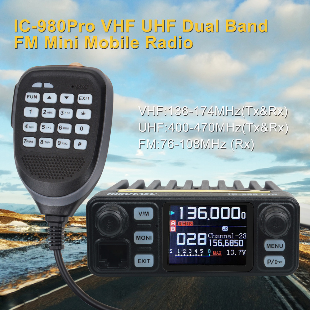 Dual Band 25W Walkie Talkie Mobile Radio, UHF VHF Car Transceiver with AI Noise Reduction, FM Scrambler, VOX Function