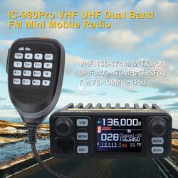 vhf uhf dual band walkie talkie mobile radio, mini car transceiver with noise reduction dual watch & vox scramble