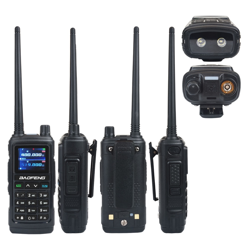 GPS Walkie Talkie Five-Band Receive, Tri-Band Transmit FM Air Band Two Way Radio for Survival, Travel, Aviation, Outdoor