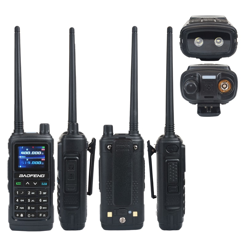 GPS Walkie Talkie Five-Band Receive, Tri-Band Transmit FM Air Band Two Way Radio for Survival, Travel, Aviation, Outdoor