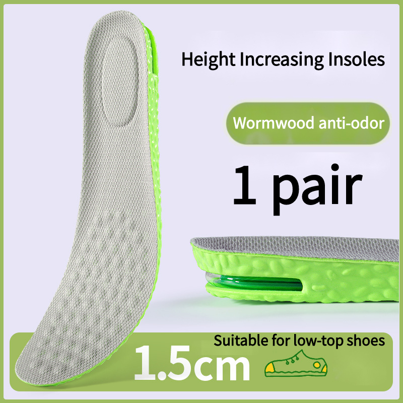 Shock Absorbing Height Increase Insoles, Air Cushion Inserts, Breathable, Sweat & Odor Control Comfort Insoles