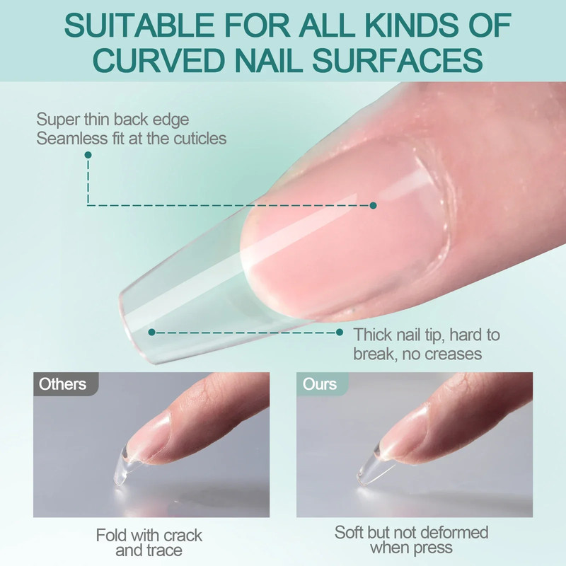 Nailpop Soft Gel X Nail Tips Set, Medium Short Almond & Square Shape, Soak Off Reusable Nails for Easy Nail Extension