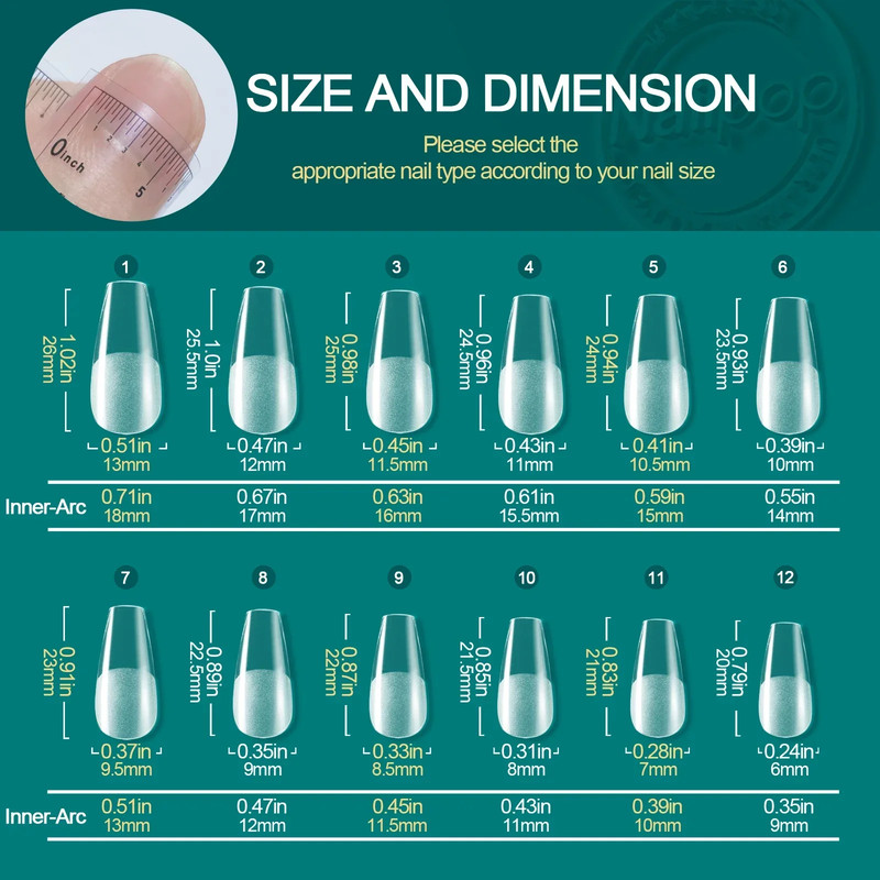 Nailpop Soft Gel X Nail Tips Set, Medium Short Almond & Square Shape, Soak Off Reusable Nails for Easy Nail Extension