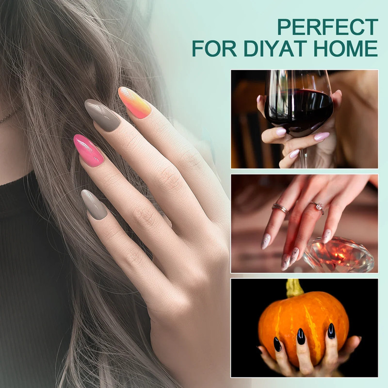 Nailpop Soft Gel X Nail Tips Set, Medium Short Almond & Square Shape, Soak Off Reusable Nails for Easy Nail Extension