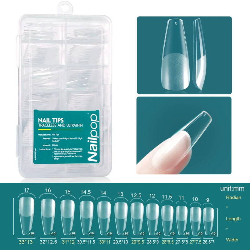 Nailpop Soft Gel X Nail Tips Set, Medium Short Almond & Square Shape, Soak Off Reusable Nails for Easy Nail Extension