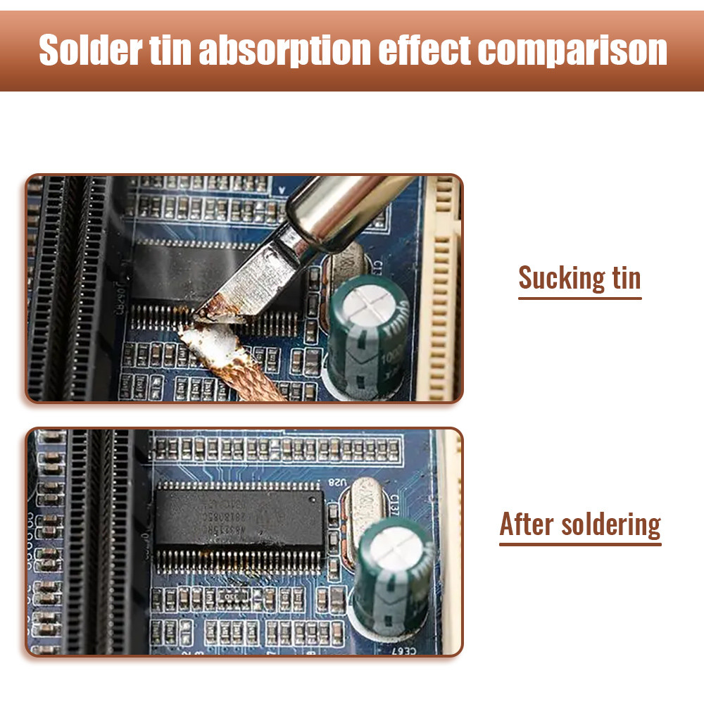 Soldering Wick Desoldering Braid Tape Copper Wire Flux Remover Tin Lead Cord for Electronics Repair & Welding