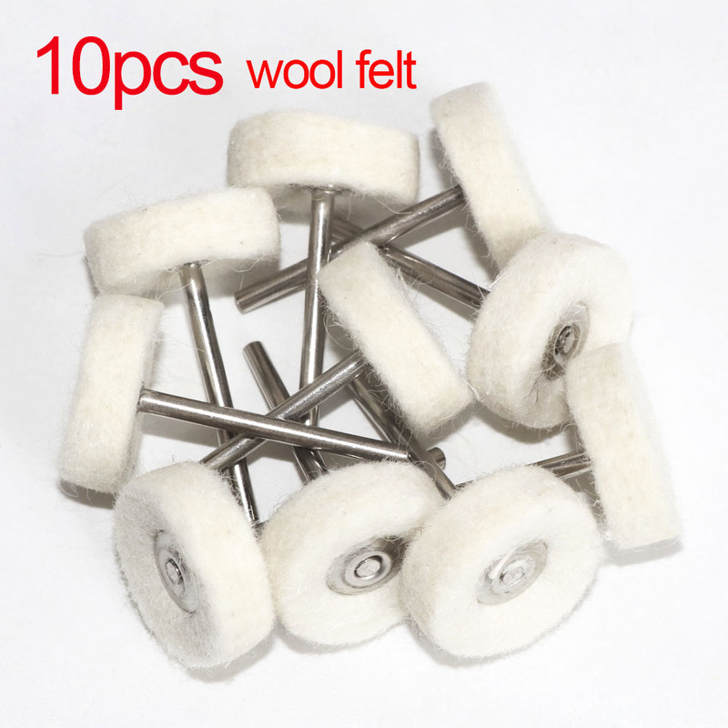 Wool Felt Sanding Grinding Buffing Wheel with Shank, Cotton Polishing Head Brush for Dremel Rotary Drill Tools