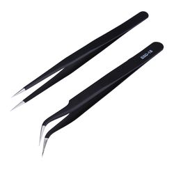 stainless steel esd tweezer set, anti-static precision tweezers tool kit for electronics repair, jewelry making