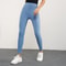 Women High Waist Butter Yoga Leggings, Solid Color Cropped Gym Pants with Back Pocket for Athletic Jogging & Training