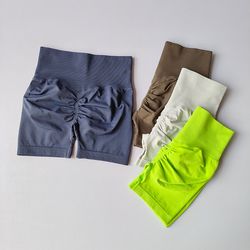 high waist peach hip lifting sports shorts women, slim fit running yoga gym pants with waist tightening, speed dry