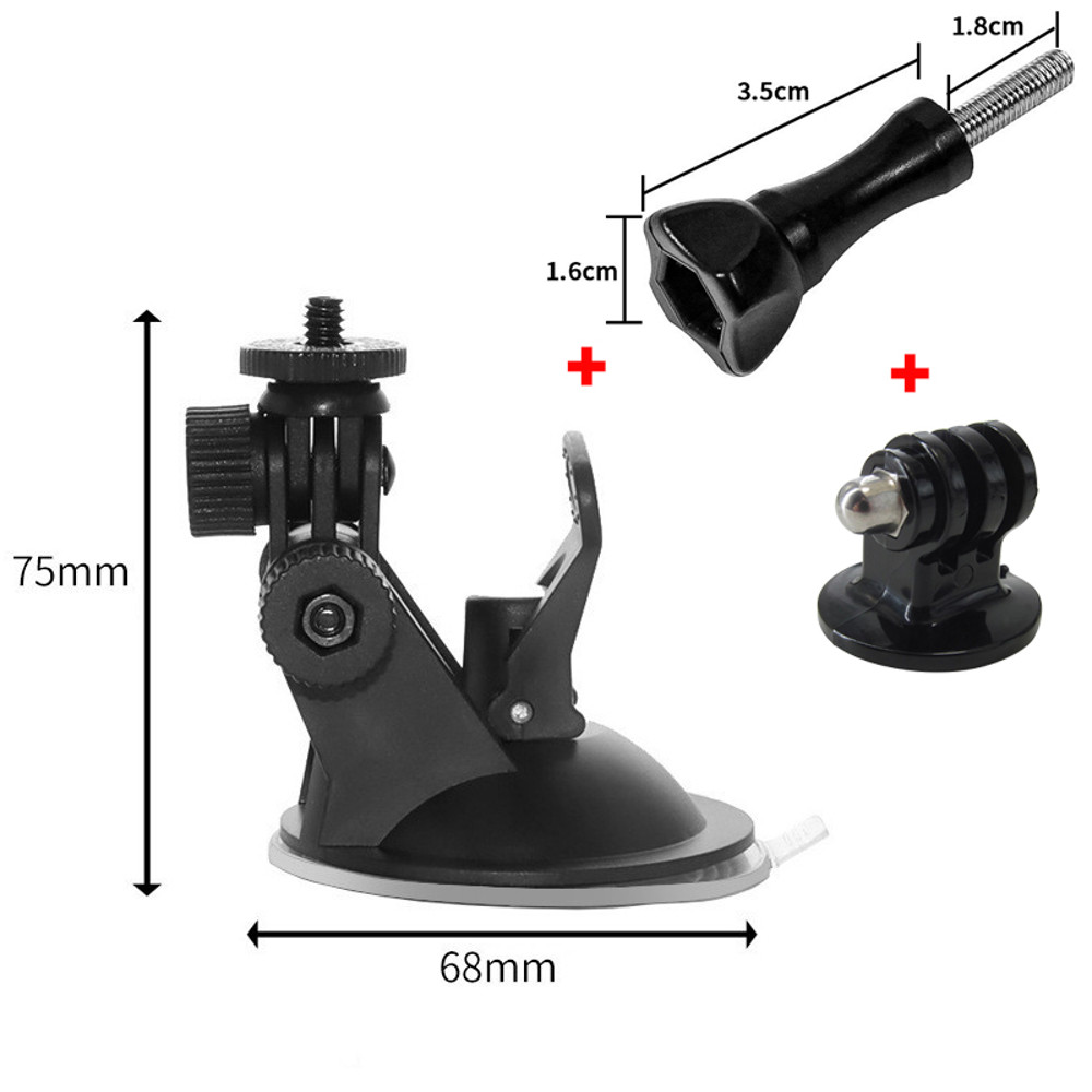Heavy Duty Suction Cup Camera Car Mount With Tripod Adapter and Phone Holder for GoPro Hero & DJI Osmo Action Series