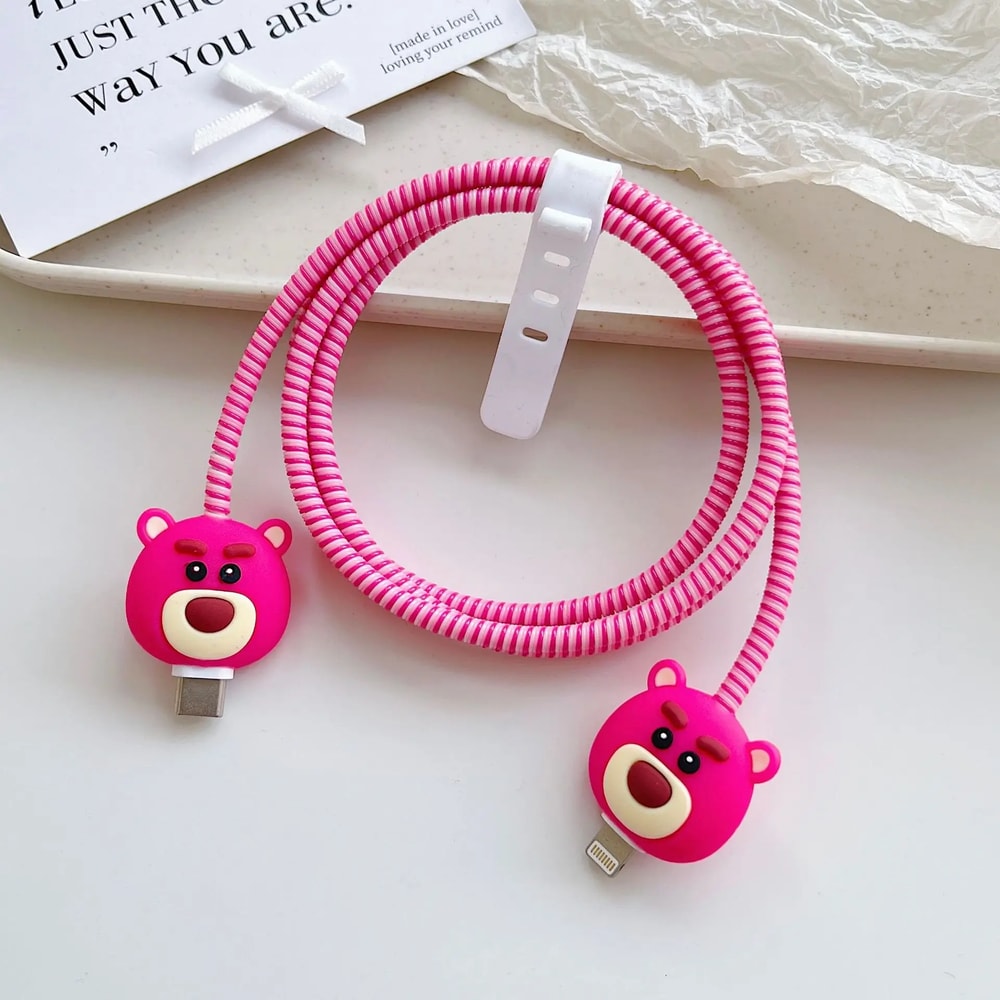 Cartoon Cable Protector for iPhone, Charger Cover & Data Line Winder, Stitch Style Charger Protection Guard