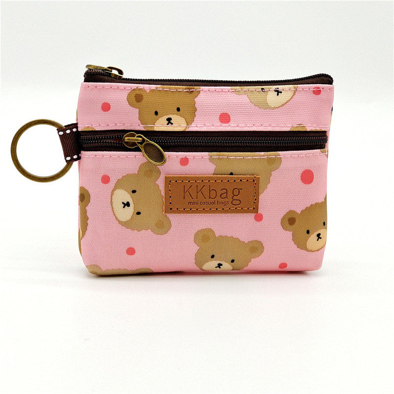 Cartoon Small Coin Purse Cute Animals Wallet Zipper Pouch, Lightweight Terylene Key Card Money Holder for Students Women
