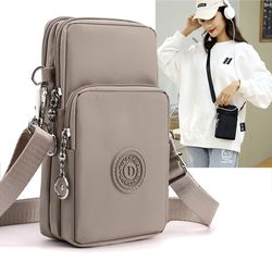 nylon cell phone bag for women small crossbody travel purse, coin wallet shoulder strap bag, lightweight mobile phone