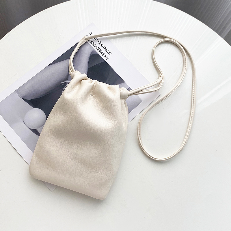 Candy Color Casual Drawstring Crossbody Bag for Women, Mini Bucket Shoulder Purse Wallet for Mobile Phone