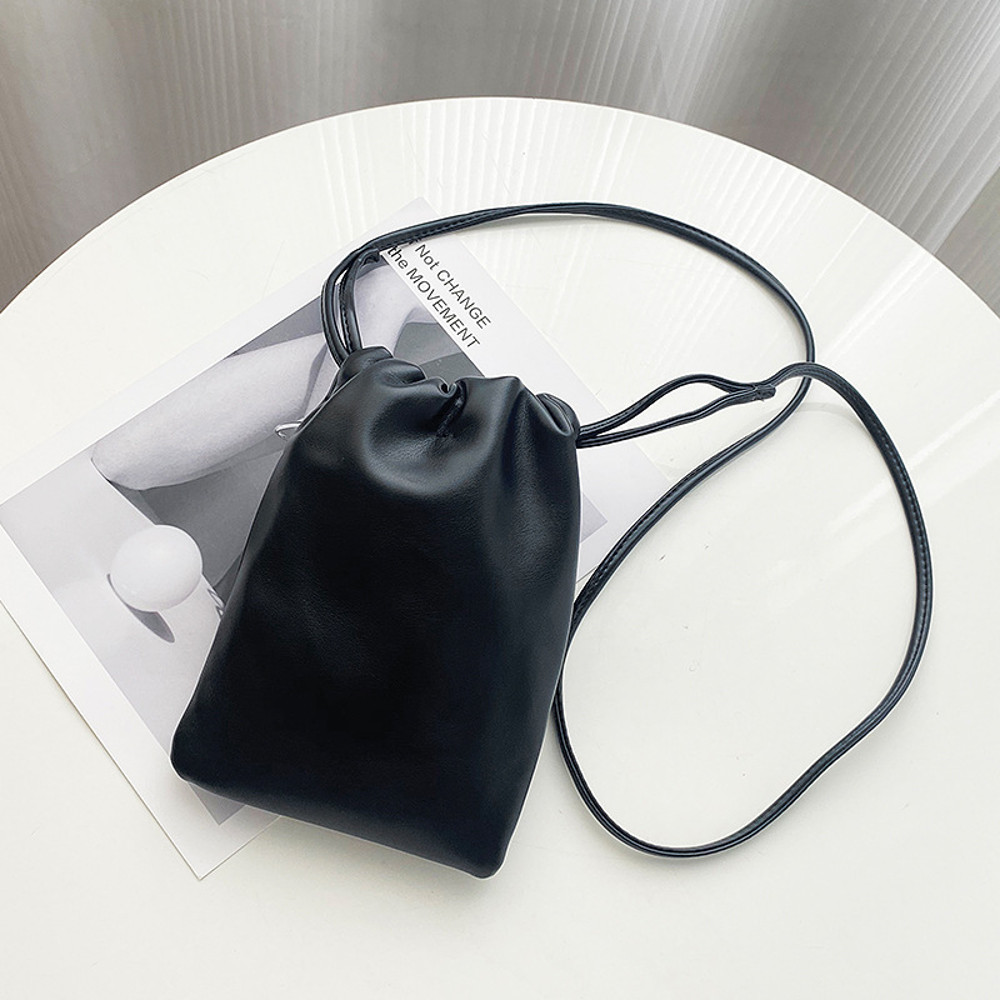 Candy Color Casual Drawstring Crossbody Bag for Women, Mini Bucket Shoulder Purse Wallet for Mobile Phone
